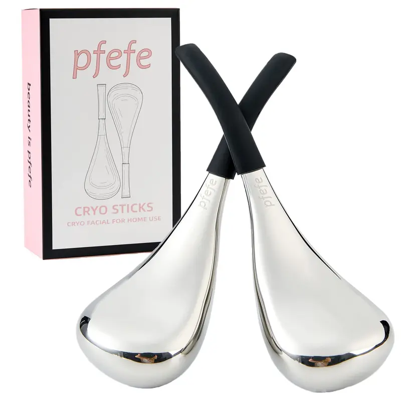 pfefe Globes de glace visage – Bâtons cryogéniques en acier inoxydable avec étui