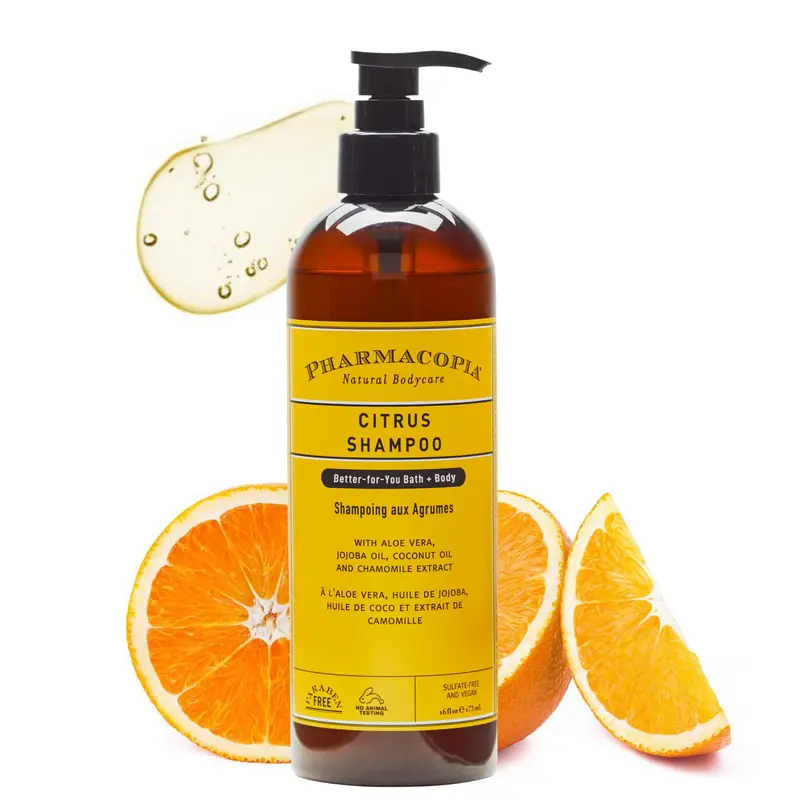 Pharmacopia Citrus Shampoo – Soin capillaire naturel et vegan sans paraben ni sulfate | Aloe vera, jojoba, coco, camomille – 473 ml