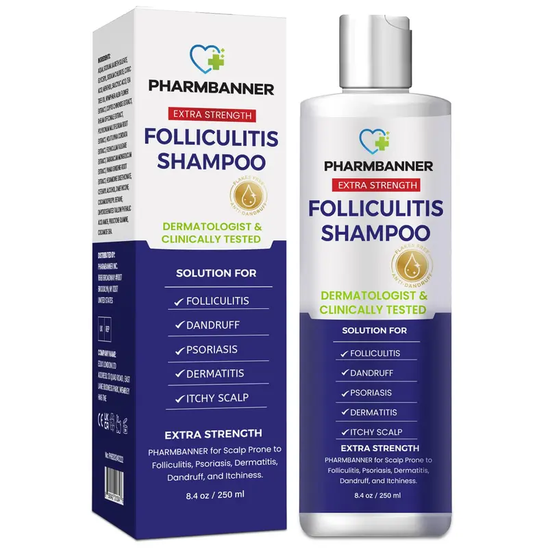 PHARMBANNER Shampoing antifongique – folliculite, dermite séborrhéique et psoriasis du cuir chevelu