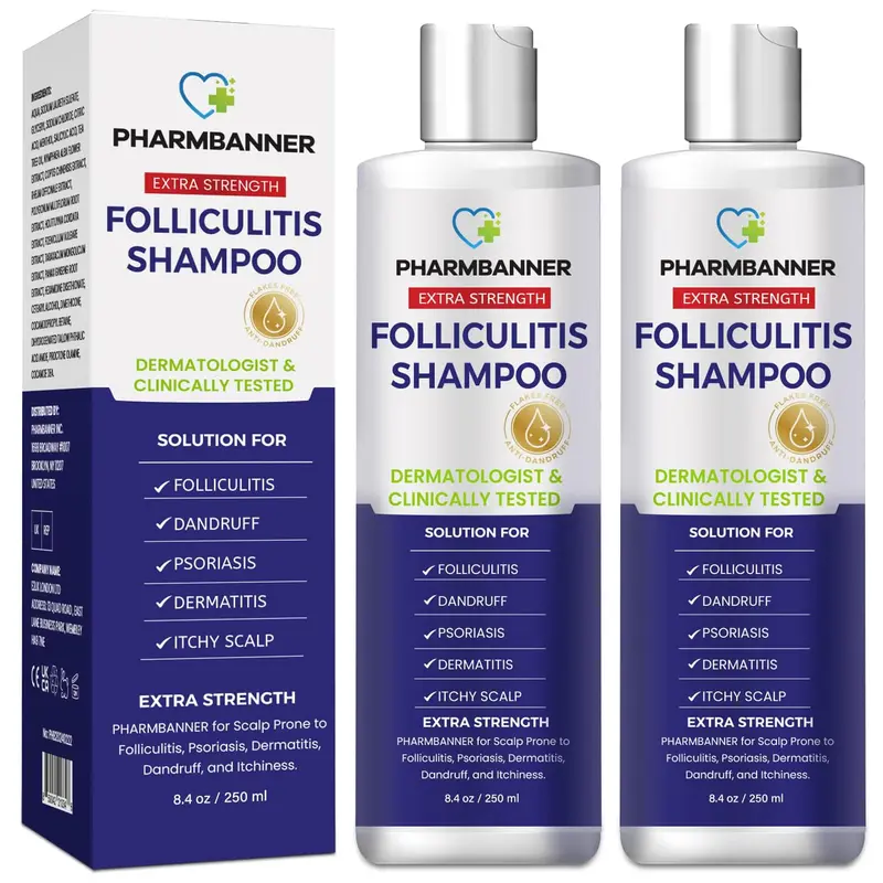 PHARMBANNER Shampooing antifongique – cuir chevelu sain, pellicules et folliculite – pack 2
