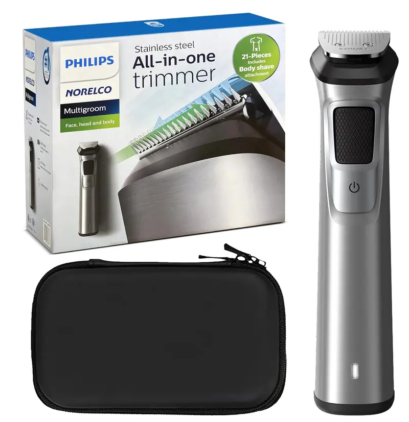 PHILIPS Multi Groomer 8000 Series – Kit de 21 pièces pour visage, tête et corps