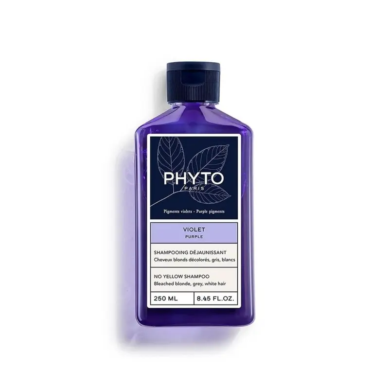 PHYTO PURPLE Shampoing Anti-jaunissement — Sans sulfate pour cheveux gris, blancs et blond clair, 250 ml