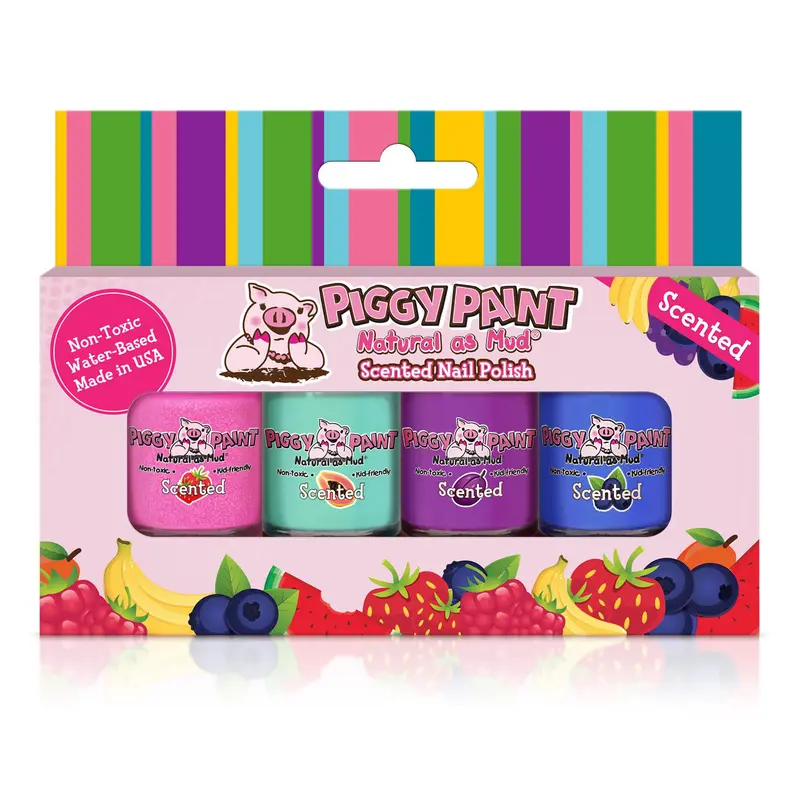 Piggy Paint | Vernis non toxique pour filles – vegan, cruelty-free et parfum fruité (4 pièces)