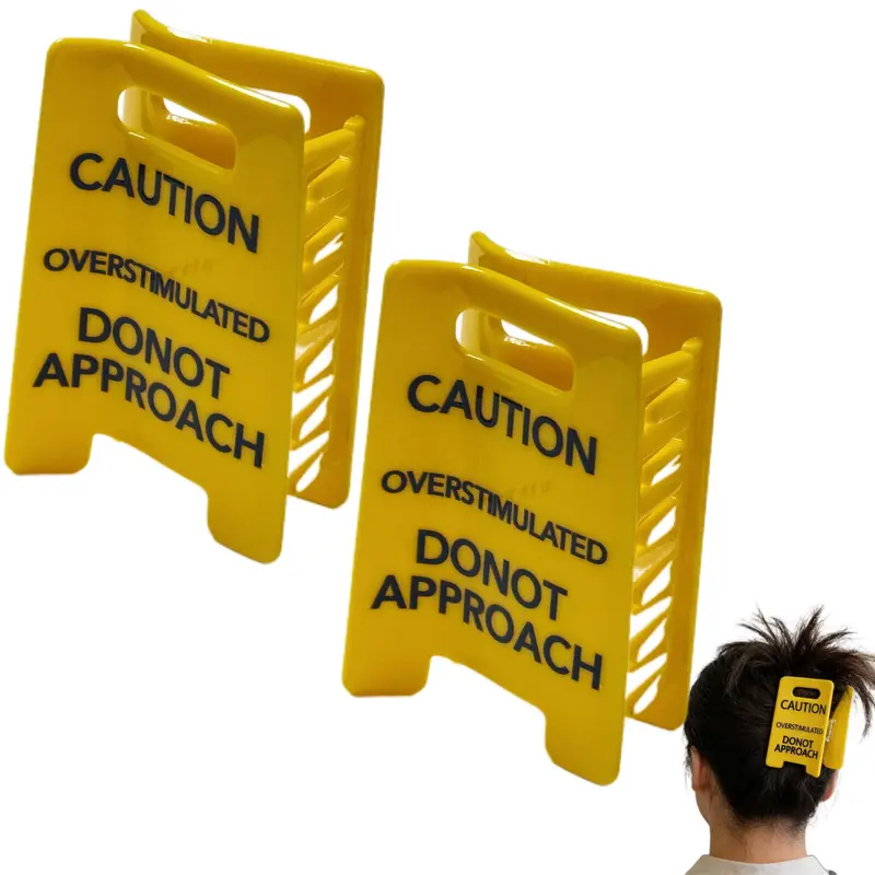Pince-cheveux Signe Avertissement Overstimulated – Lot de 2 Jaune
