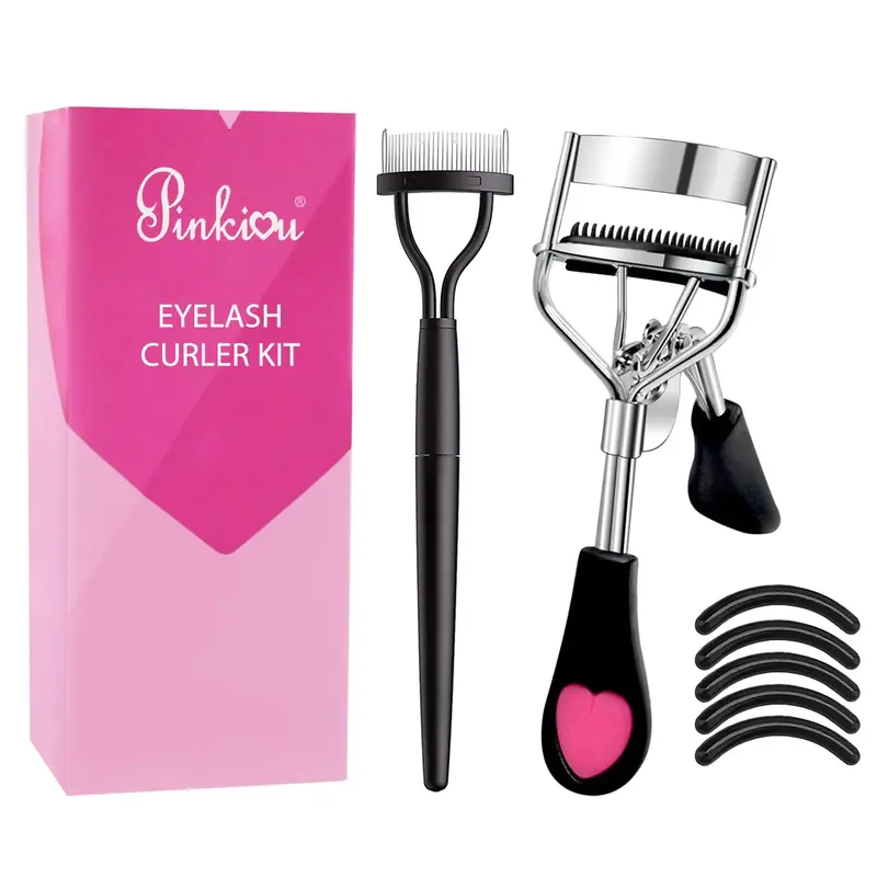 Pinkiou Curleur de Cils Pro avec Peigne Intégré et Poignée en Cœur