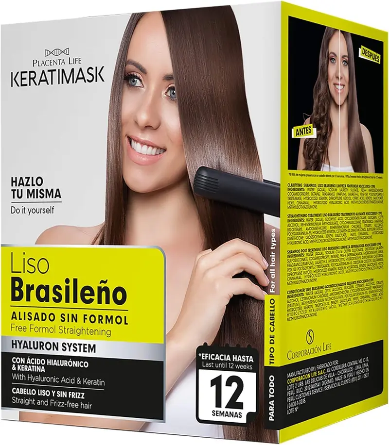 PLACENTA LIFE KERATIMASK Kit de Lissage Brésilien — Kératine et Acide Hyaluronique, Sans Formaldéhyde