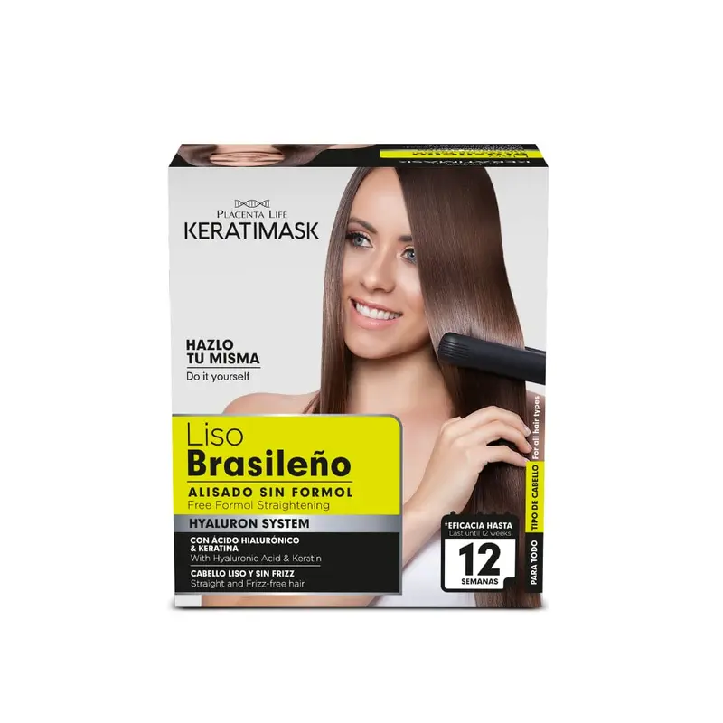 PLACENTA LIFE Keratimask – Lissage brésilien sans formol, Système Hyaluron et Kératine – Jusqu’à 3 mois
