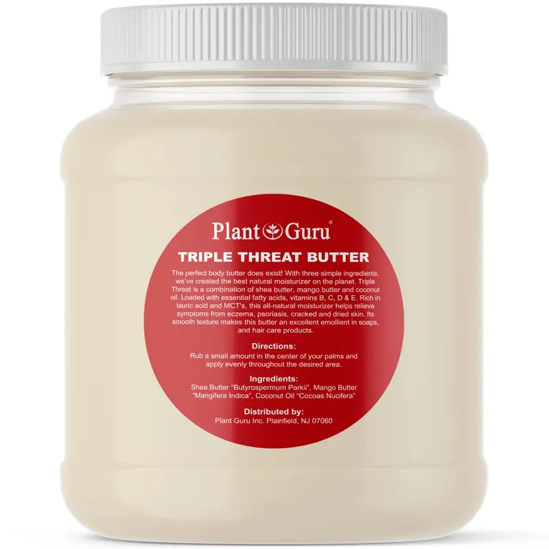 Plant Guru Triple Threat Beurre Corporel 3 lb – Karité, Mangue et Coco – Hydratation Naturelle
