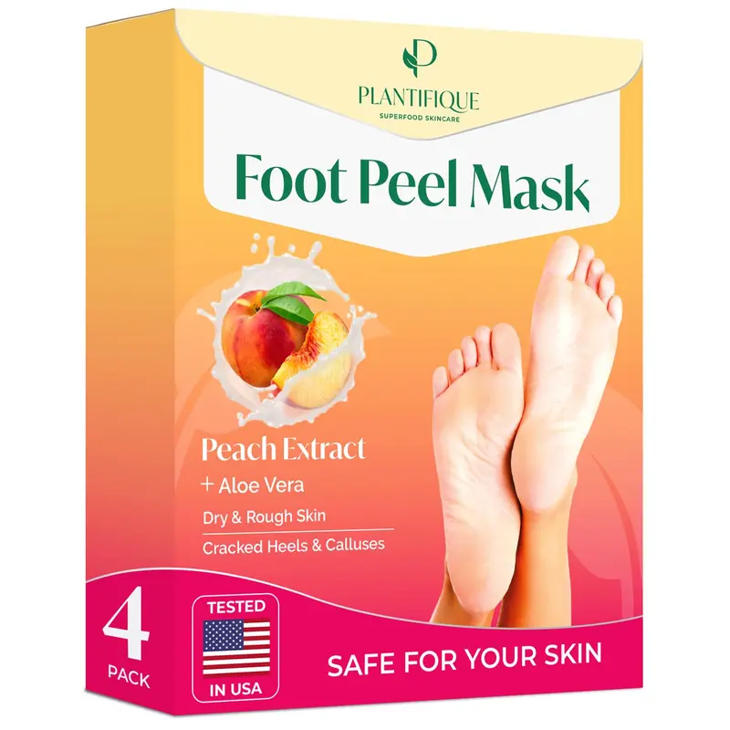 PLANTIFIQUE Masque Exfoliant pour Pieds – Pack 4 | Testé Dermatologiquement, Répare Talons et Élimine les Peaux Mortes