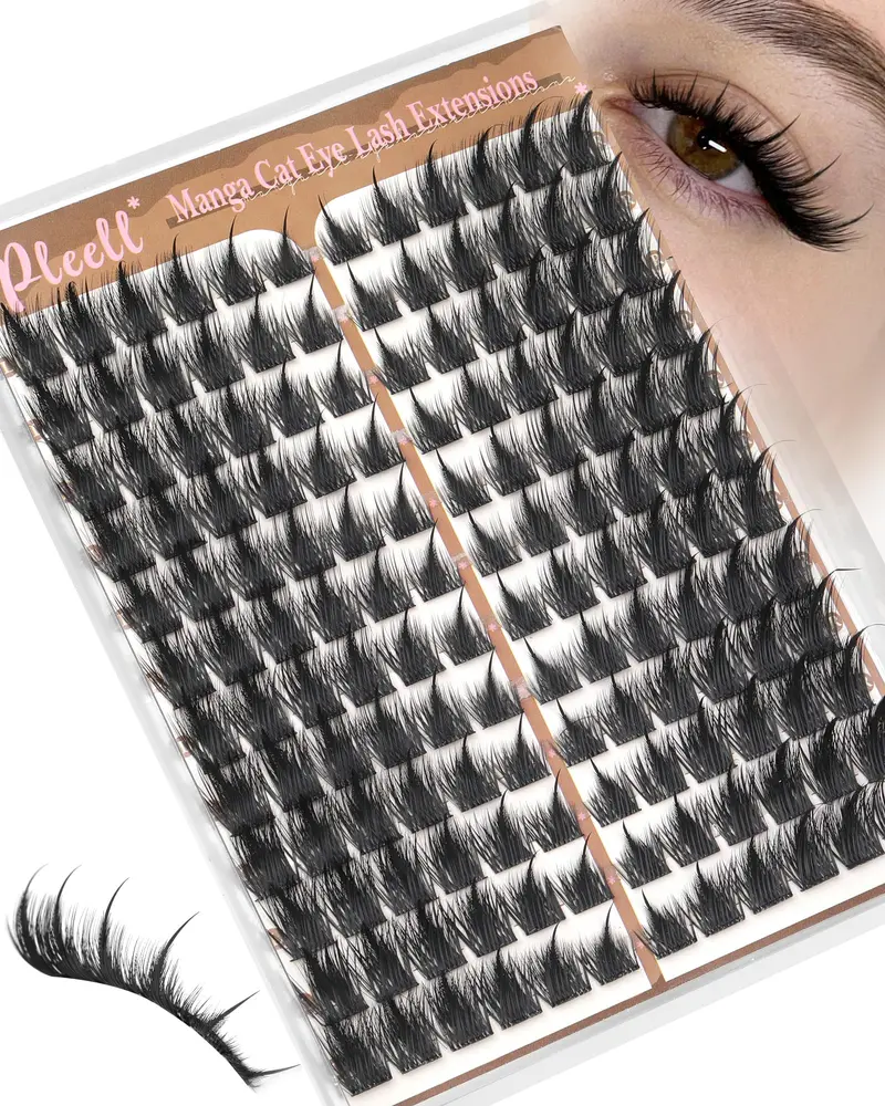 Pleell Manga Lash Clusters avec pics – Cils anime 10–18mm, effet tridimensionnel