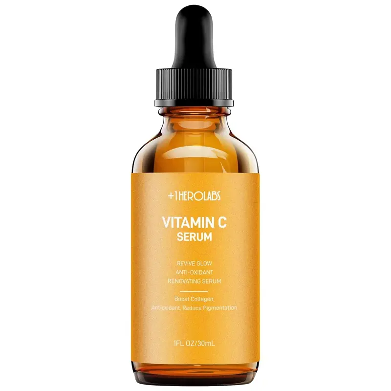 Plus1HEROLABS Sérum Vitamine C pour le Visage – Anti‑âge, Acide Hyaluronique, Taches et Rides