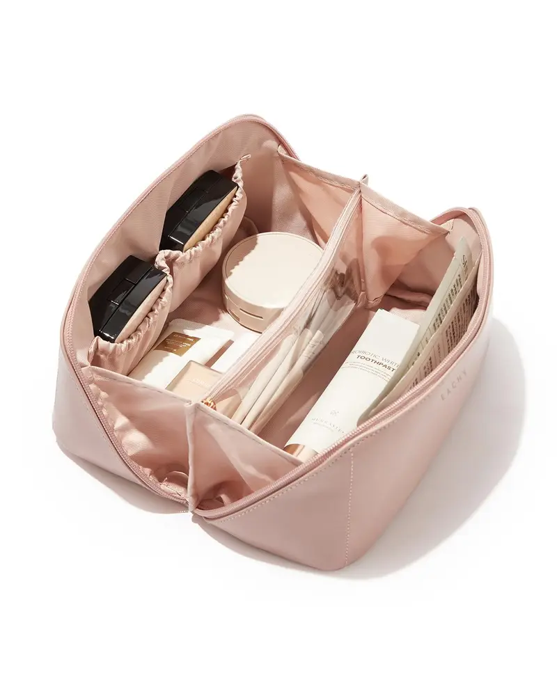 Pochette de voyage EACHY – Trousse de toilette à grande capacité, étanche, rose (Taille moyenne)