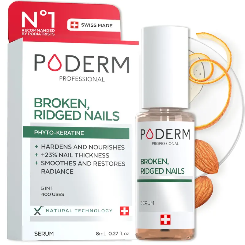 PODERM – Réparation naturelle des ongles à 100% – Hydratante, exfoliante et renforçante – Fabriqué en Suisse