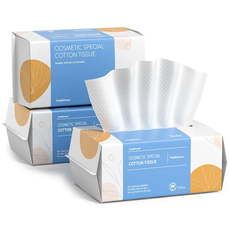 PoeticEHome Lingettes coton sèches – Pack de 3, 300 pièces | Nettoyage visage et surfaces
