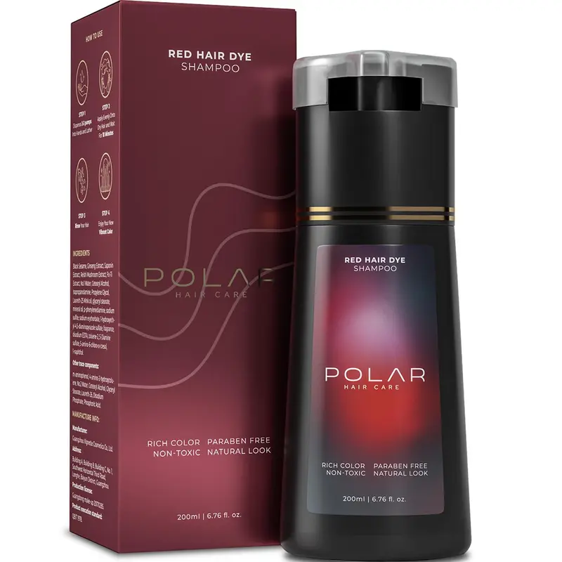 POLAR HAIR CARE - Shampooing colorant rouge pour cheveux gris – Vegan sans ammoniac – 3-en-1, 6,76 fl oz (200 ml)