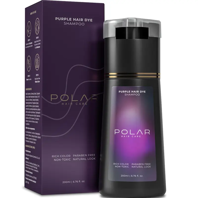 Polar Hair Care – Shampooing colorant violet pour cheveux gris, 3-en-1 vegan sans ammoniac – 6,76 Fl Oz