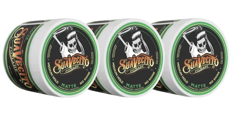 Pomade Matte Suavecito – Lot de 3 (Brillance Zéro) | Finition Mate et Tenue Moyenne