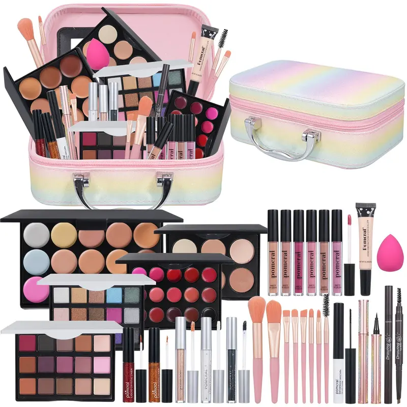 Pomcral All In On Makeup Kit – Coffret Maquillage Tout-en-Un pour Débutants, Teens et Femmes