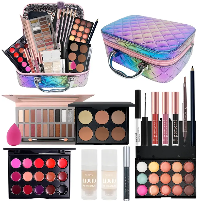 Pomcral Kit Maquillage de Voyage – Ensemble Débutant Pour Femmes et Filles (5-12 ans)