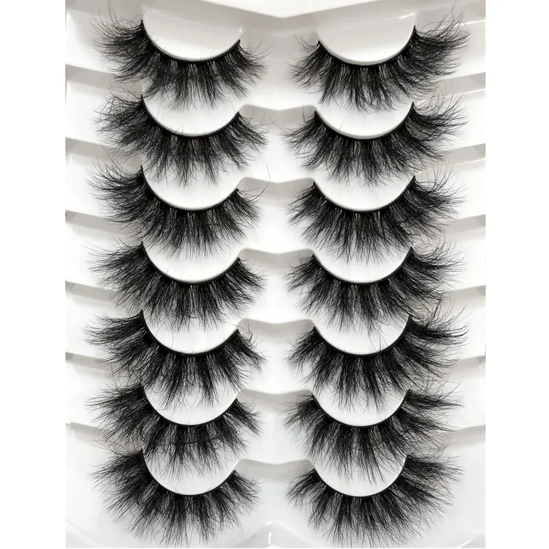 Pooplunch Cils 8D Faux Mink – Regard en œil de chat 18 mm – Lot de 7 Paires