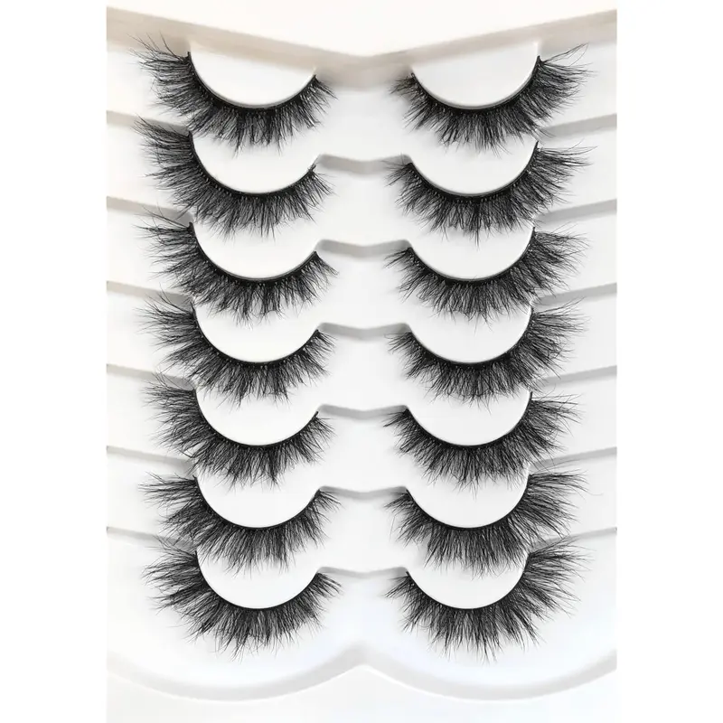 Pooplunch Cils Faux Mink – Regard Aile de Chat Naturel, Volume Équilibré, 7 Paires