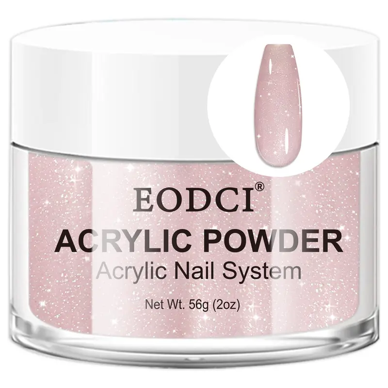 Poudre Acrylique Rose Pailletée EODCI - 56g pour Ongles Professionnels et Design