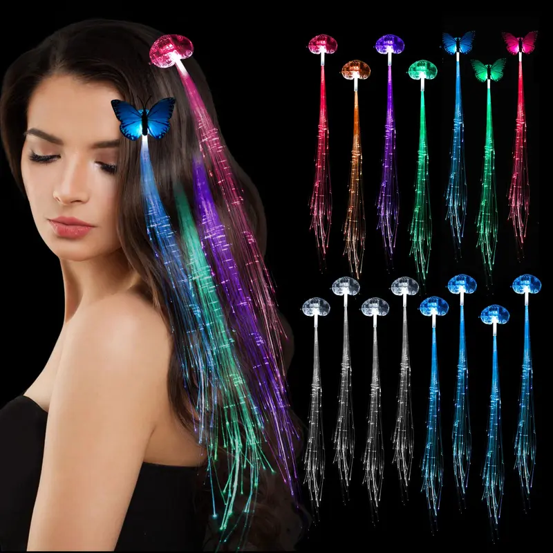 POZILAN 40 Clips lumineux pour cheveux – Papillon et Cœur, accessoires fête