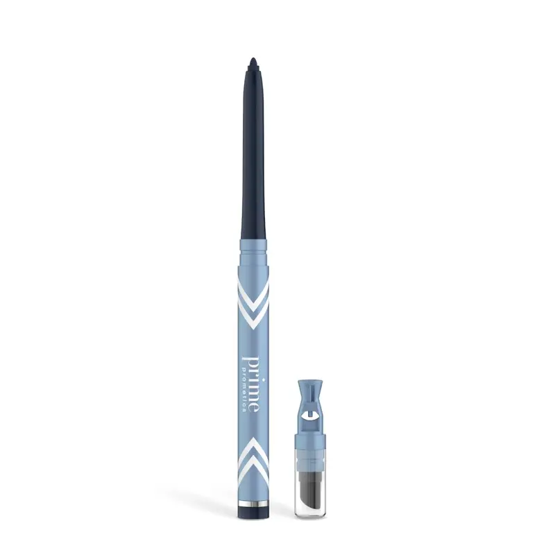 PrimePrometics PrimeEyes Glide Eyeliner pour femmes mûres – Résistant à l'eau, longue tenue et sans bavure – Gel-crème, taille-crayon discret et estompeur efficace (Saphir bleu)