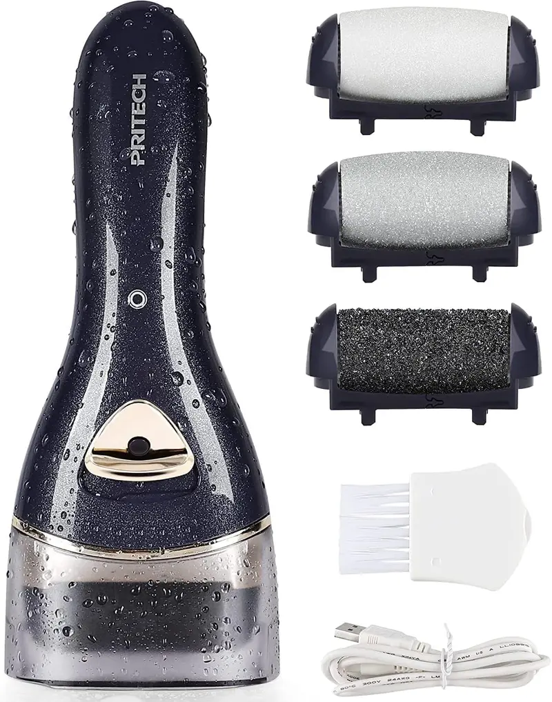 PRITECH Appareil Électrique pour Callosités — Pédicure Pieds Professionnelle, Rechargeable (Noir)