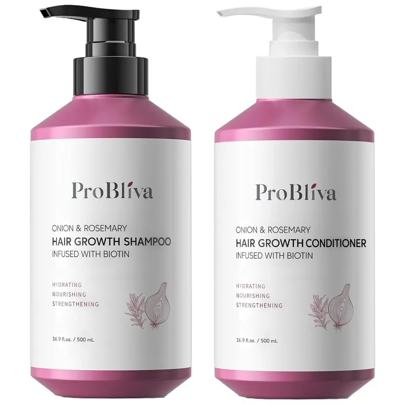 ProBliva Shampoing & Après-Shampoing Croissance Cheveux – Oignon, Romarin et Biotine