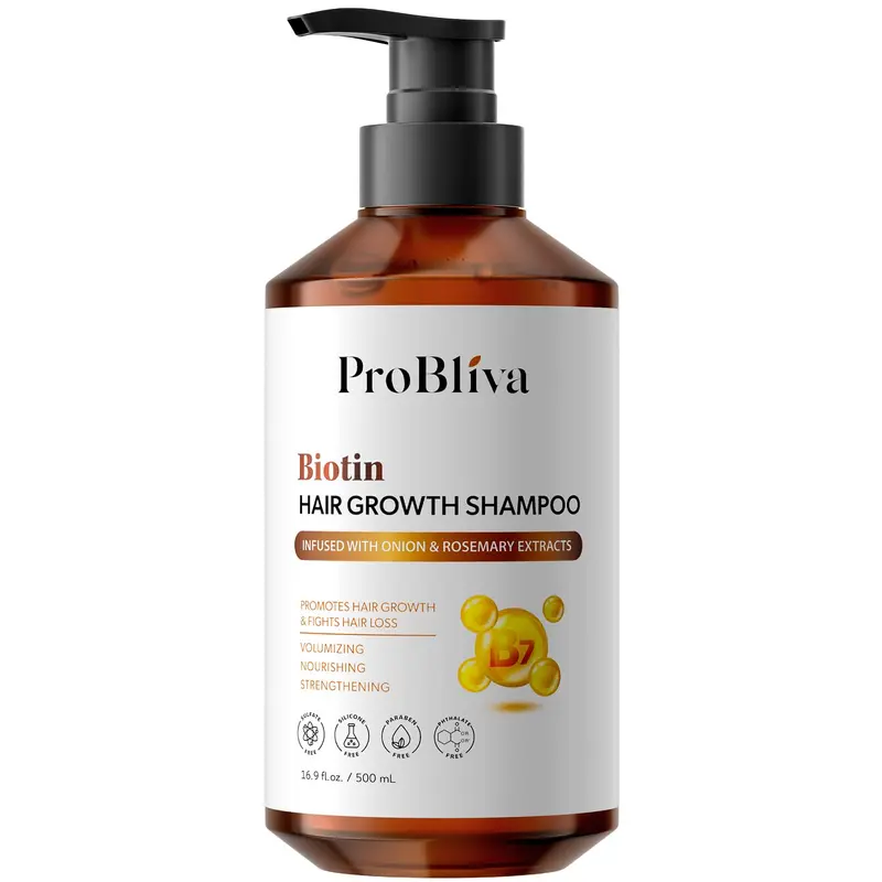 ProBliva Shampoing Biotine et Romarin – Cheveux fins renforcés et densité potentielle – Sans sulfates, 16,9 oz