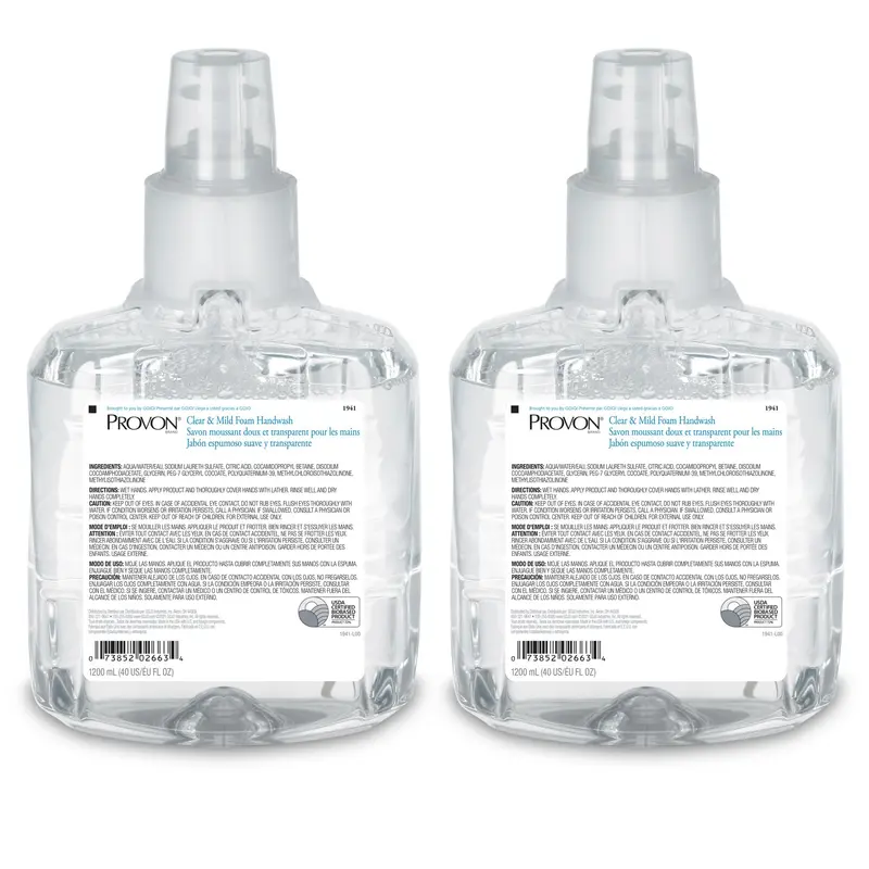 Provon LTX-12 – Savon mousse mains doux, sans contact, EcoLogo, recharge 1200 ml (pack de 2)