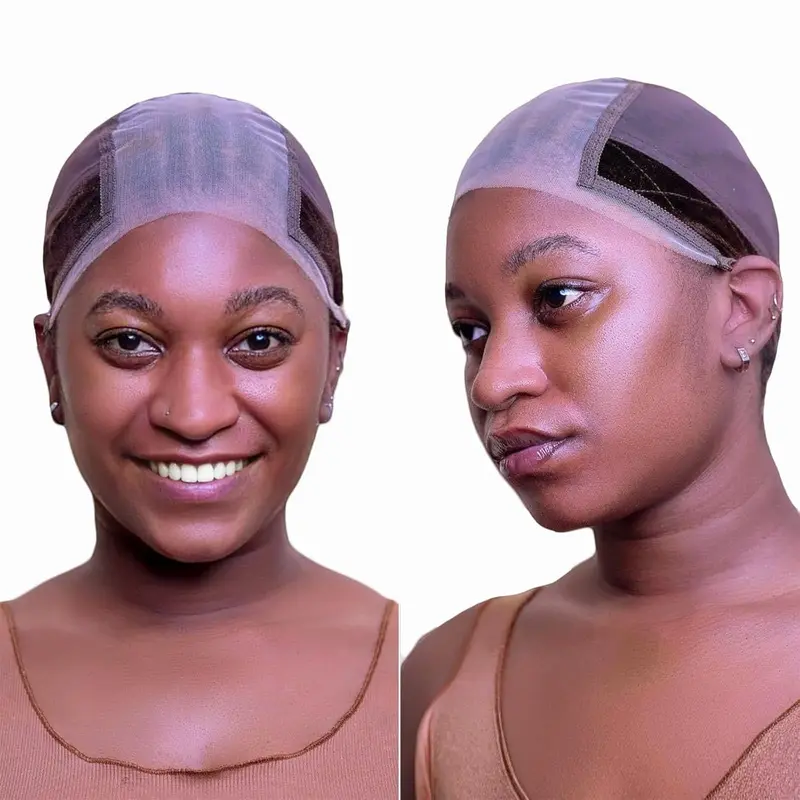 Prudenp Cap Grip pour Perruque sans Colle – Dentelle Transparente 4x5, Ajustable, Antidérapant (Brun)