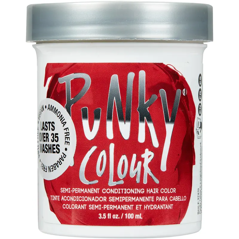 Punky Vermillon Rouge – Coloration Semi-Permanente Végan et Cruelty-Free, Tenue jusqu’à 35 Lavages, 100 ml
