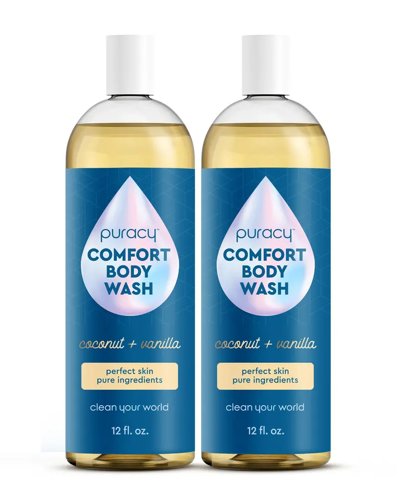 Puracy Gel Douche Naturel 2x355 ml – Soin hydratant pour peaux sensibles – Coco & Vanille