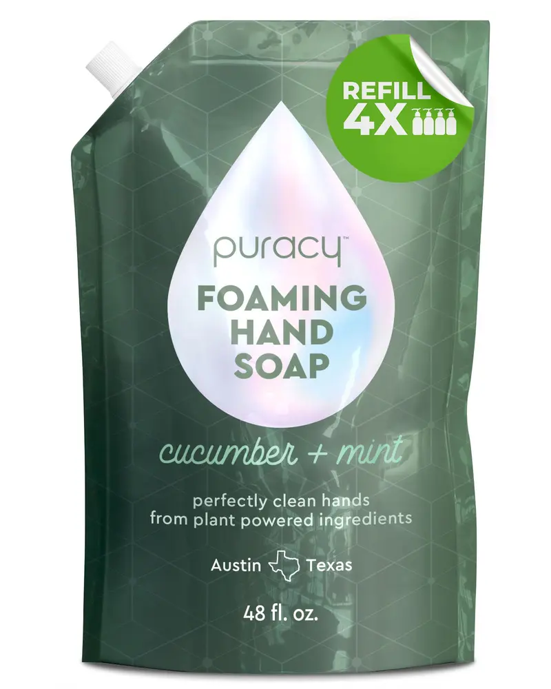 Puracy Savon Mousse Recharge pour les Mains – Concombre & Menthe, Non-Toxique