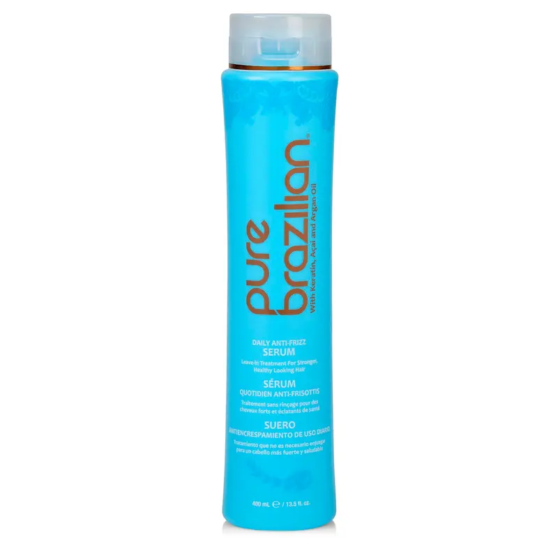 Pure Brazilian Sérum Sans Rinçage Anti-Frisottis Quotidien – Protection Chaleur et UV, 400 ml