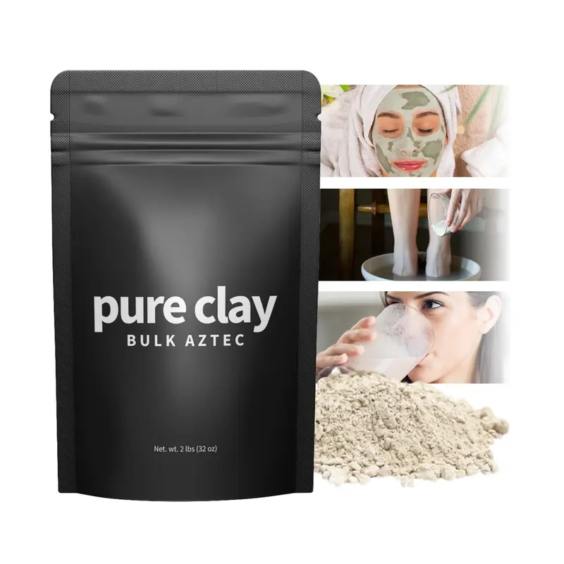 PURE CLAY Poudre Bentonite Calcium — Argile Aztec Bio en vrac (32 onces ≈ 907 g) pour Masque Visage et Soin des Cheveux