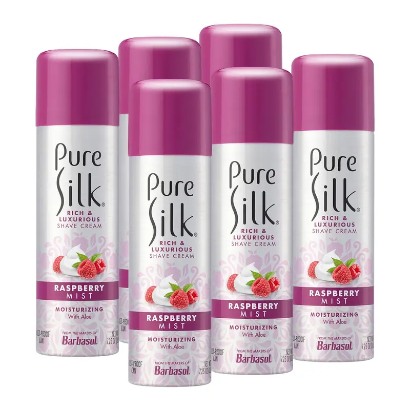 Pure Silk Crème à Raser Spa Thérapie Brume de Framboise pour Femmes – Lot de 6, 7,25 oz