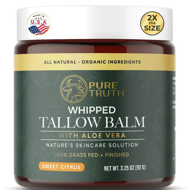 Pure Truth – Baume fouette au gras de boeuf et miel citronné, soin hydratant visage et corps – 3,25 oz