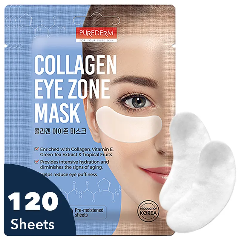 Purederm Deluxe Masques Yeux Collagène – Coffret 4x30 Patchs Contour des Yeux Anti-âge