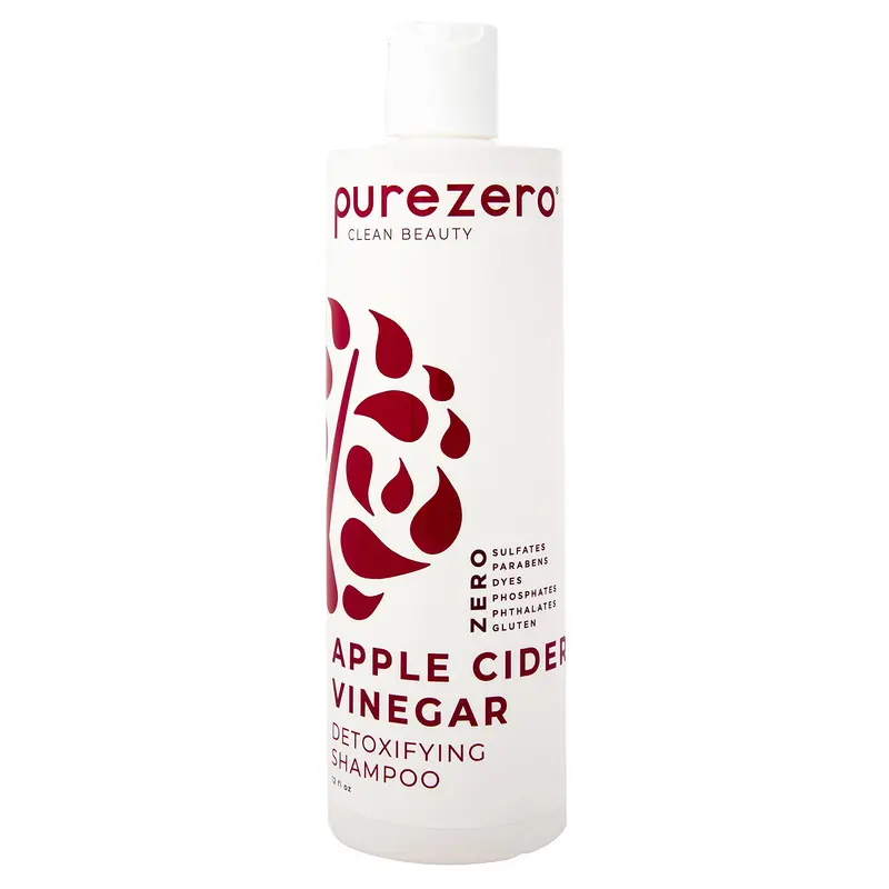 Purezero Shampoing Détox au Vinaigre de Cidre – 12 oz, pH équilibré, hydratation, sans sulfates, végan et sans cruauté
