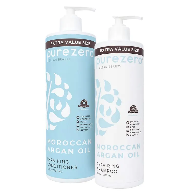 Purezero Shampoing et Après-shampoing à l’Argan Marocain – Réparation, Brillance et Sans Sulfates – Vegan & Cruelty-Free (2 × 591 ml)