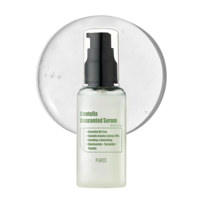PURITO Centella Unscented Serum — Soin apaisant sans parfum pour tous types de peau, 60 ml