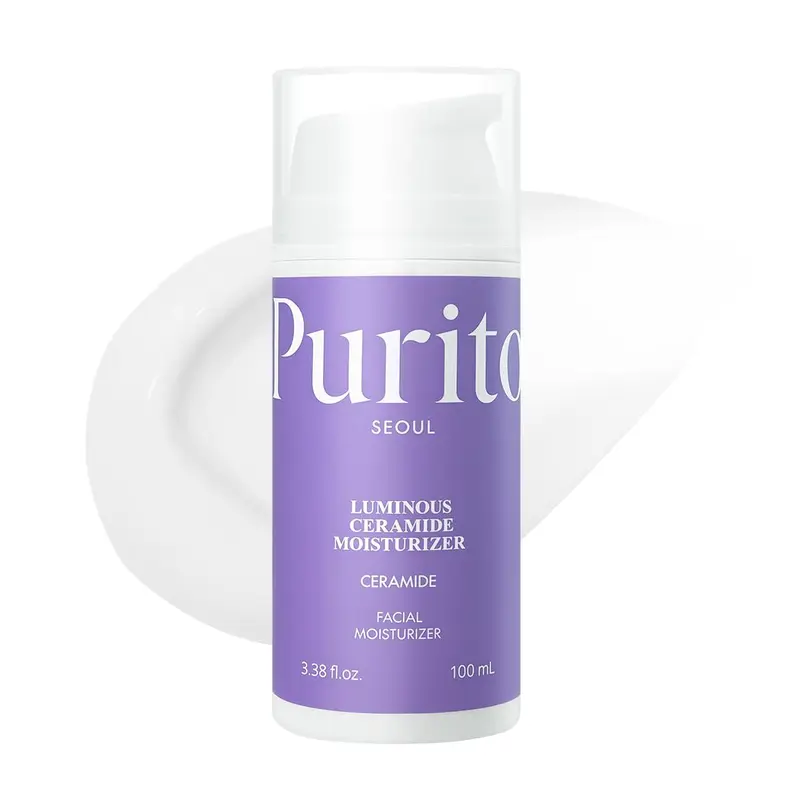 PURITO Crème hydratante céramide lumineuse – Barrière cutanée, peau sèche et sensible, hydratation durable, vegan et sans cruauté | 100 ml