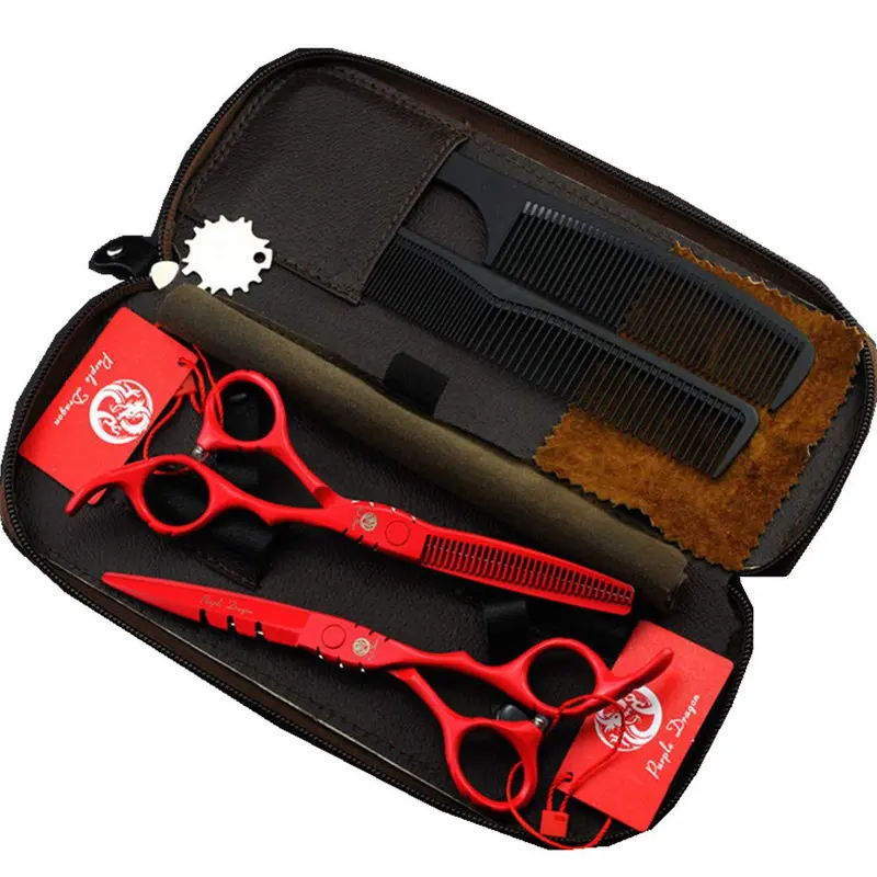Purple Dragon Professionnel Japon 440C – Ciseaux Coiffure 5,5 et 6,0 pouces avec Étui
