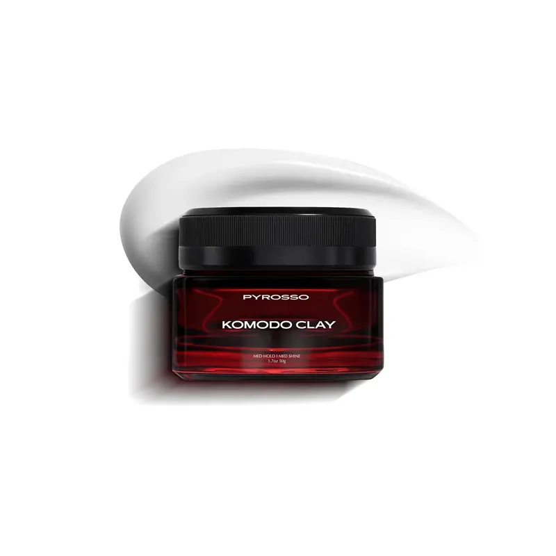 Pyrosso Komodo Argile Cheveux Homme – Tenue Forte, Finition Matte & À Base d'Eau | Sans Résidu | 1,7 oz