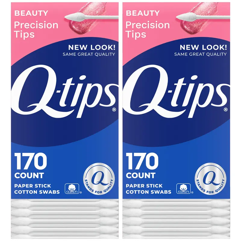 Q-tips Pointes Précises – Cotons-tiges à Pointe Fine, Lot de 2 x 170 unités – Outils Beauté et Soin Personnel