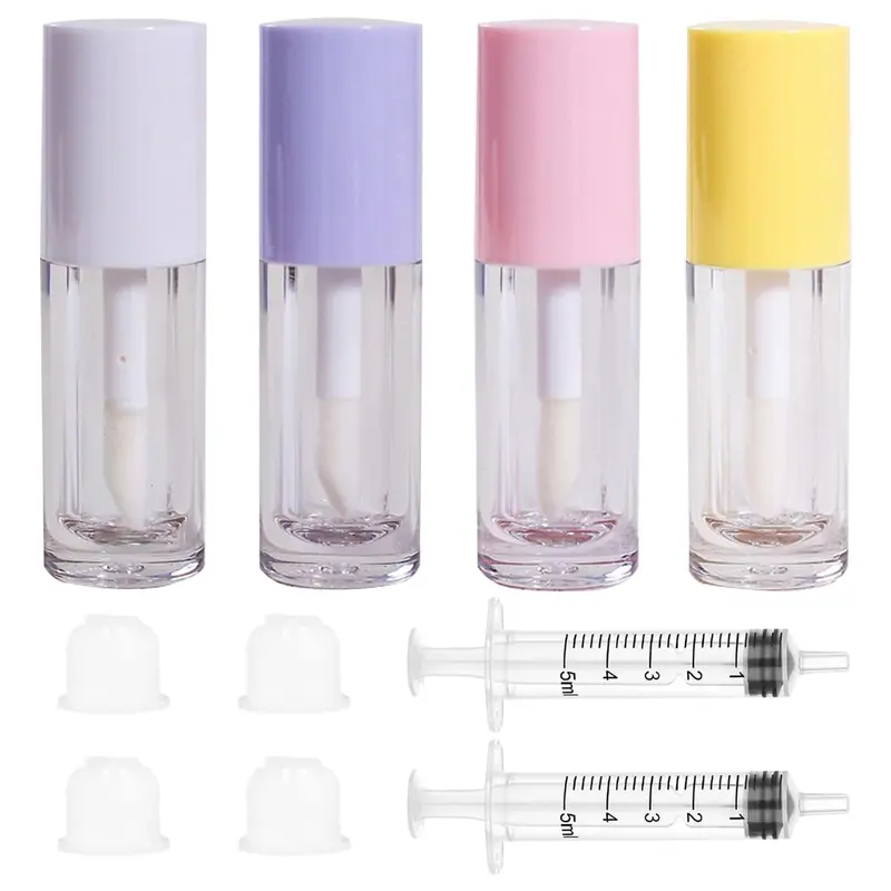 Qeuly - 4 tubes pour brillance à lèvres vides 6 ml avec embout | Kit maquillage fait maison