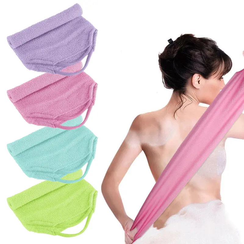 QfwdfcTrenz – Lot de 4 Gants Exfoliants Dos avec Poignées en Nylon